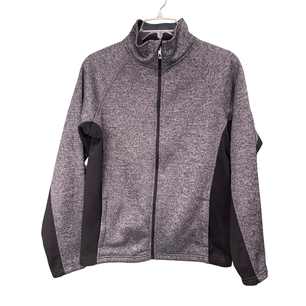 Spyder Mens Full Zip Sweater Fleece Jacket Heather Grey Black Stretch Panels M
